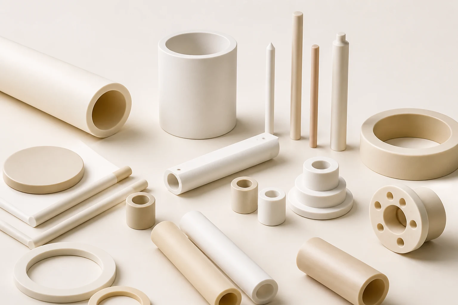 Ceramic tubes rods plates rings bushings and custom components