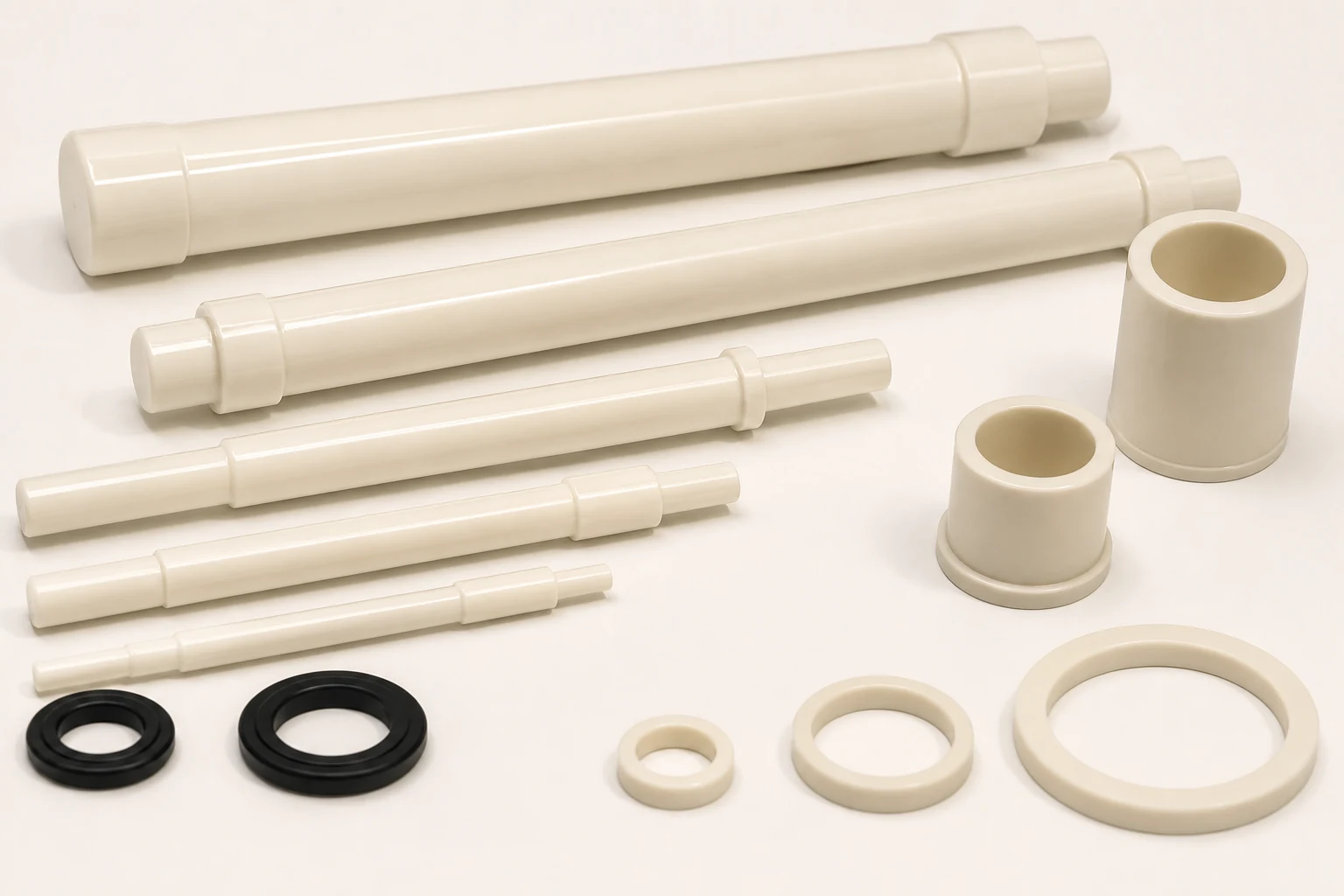 Ceramic tubes rods and plunger components