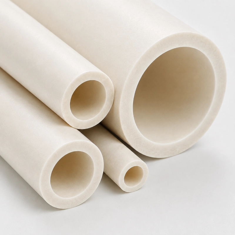 Close-up of alumina ceramic tube openings showing different wall thicknesses and diameters