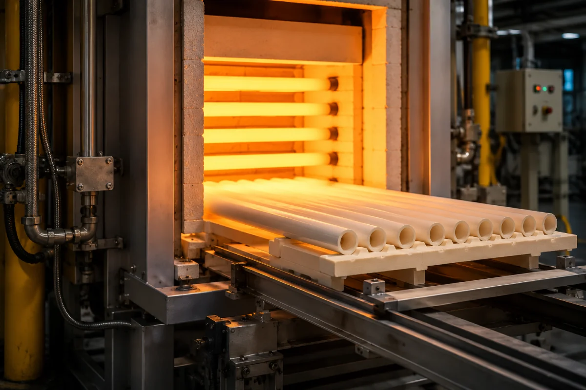 Alumina ceramic tubes used for high-temperature protection and insulation in industrial furnace systems