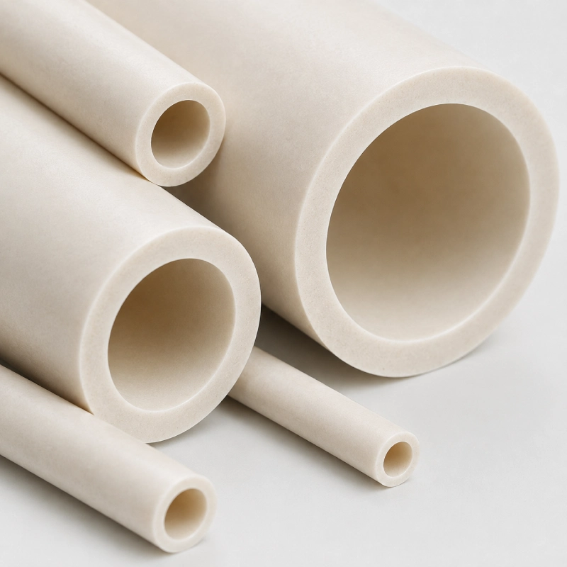 Precision alumina ceramic tube cross sections showing smooth bores and ceramic wall finish
