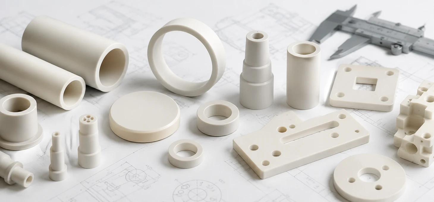 Custom ceramic components on engineering drawing